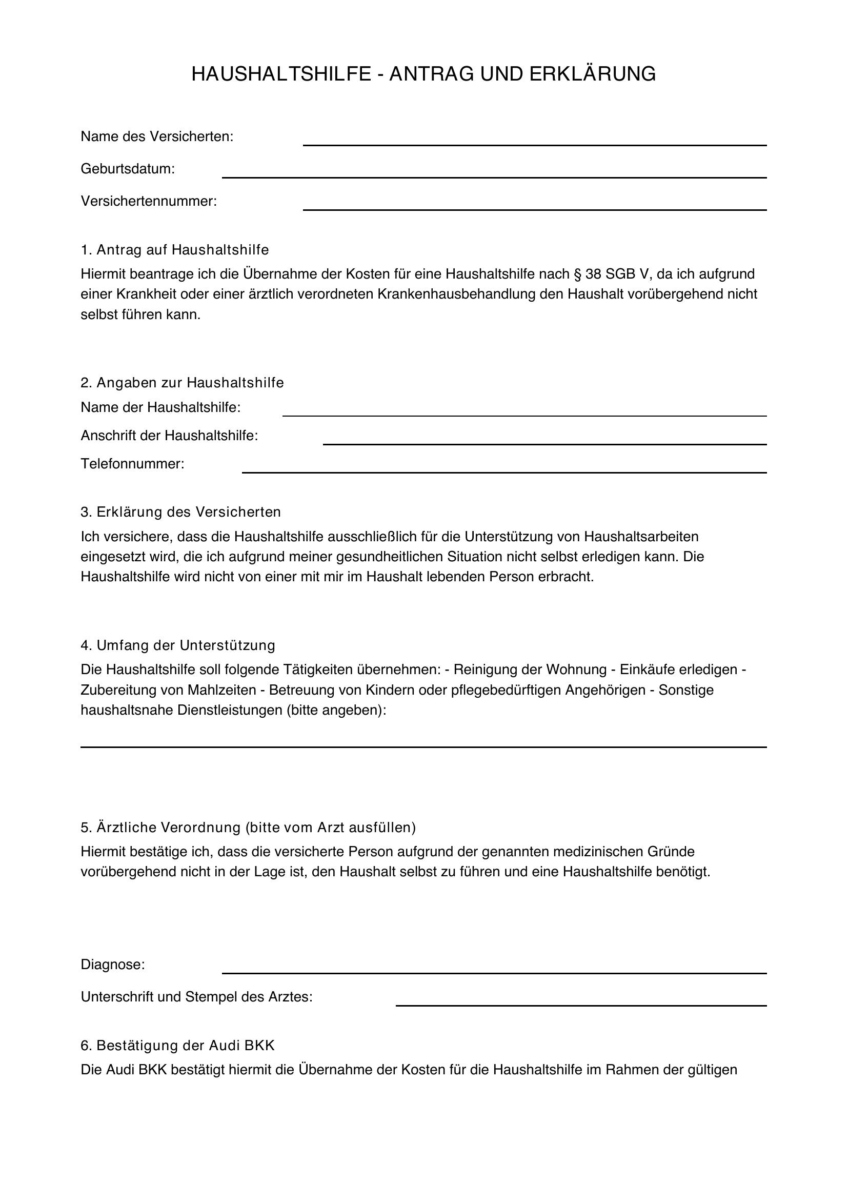 Audi Bkk Haushaltshilfe Formular