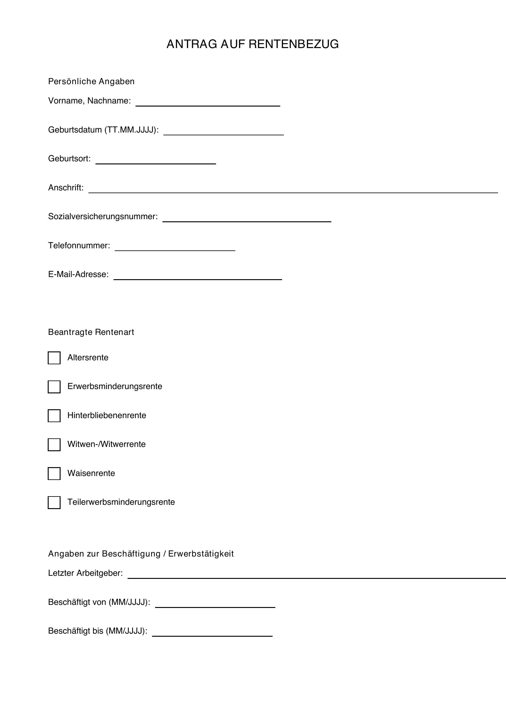 Rentenantrag Ausfüllen Muster